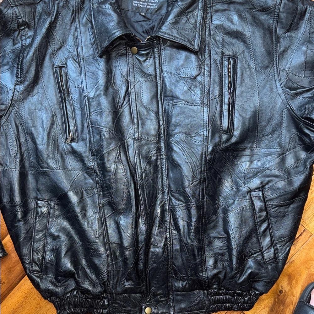 Vintage Leather Patchwork Maxim Black Leather Jac… - image 4
